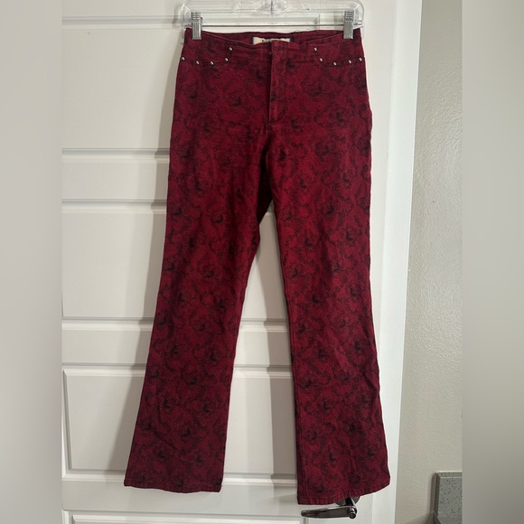 Paris Blues Originals Red Paisley Flare Pants Size 7 - Picture 1 of 3